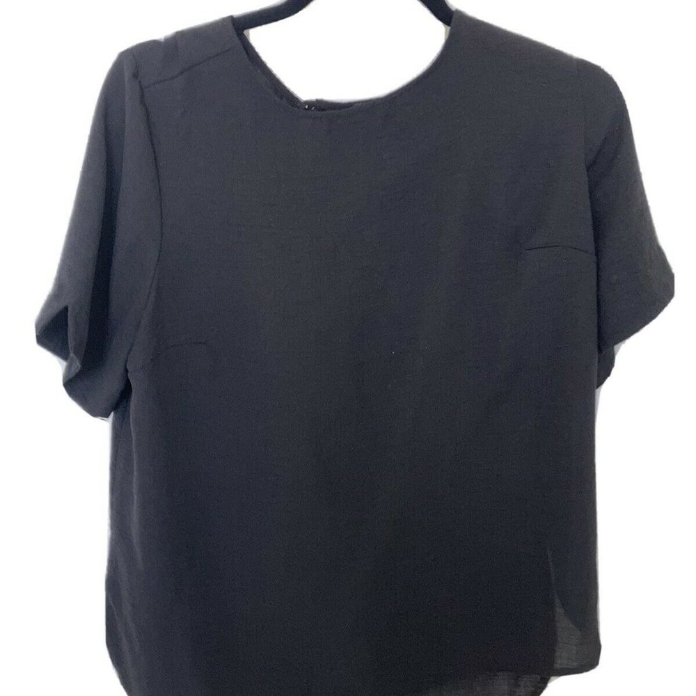PRIMARK BLACK SHORT‎ SLEEVE BLOUSE SIZE 10-EUC